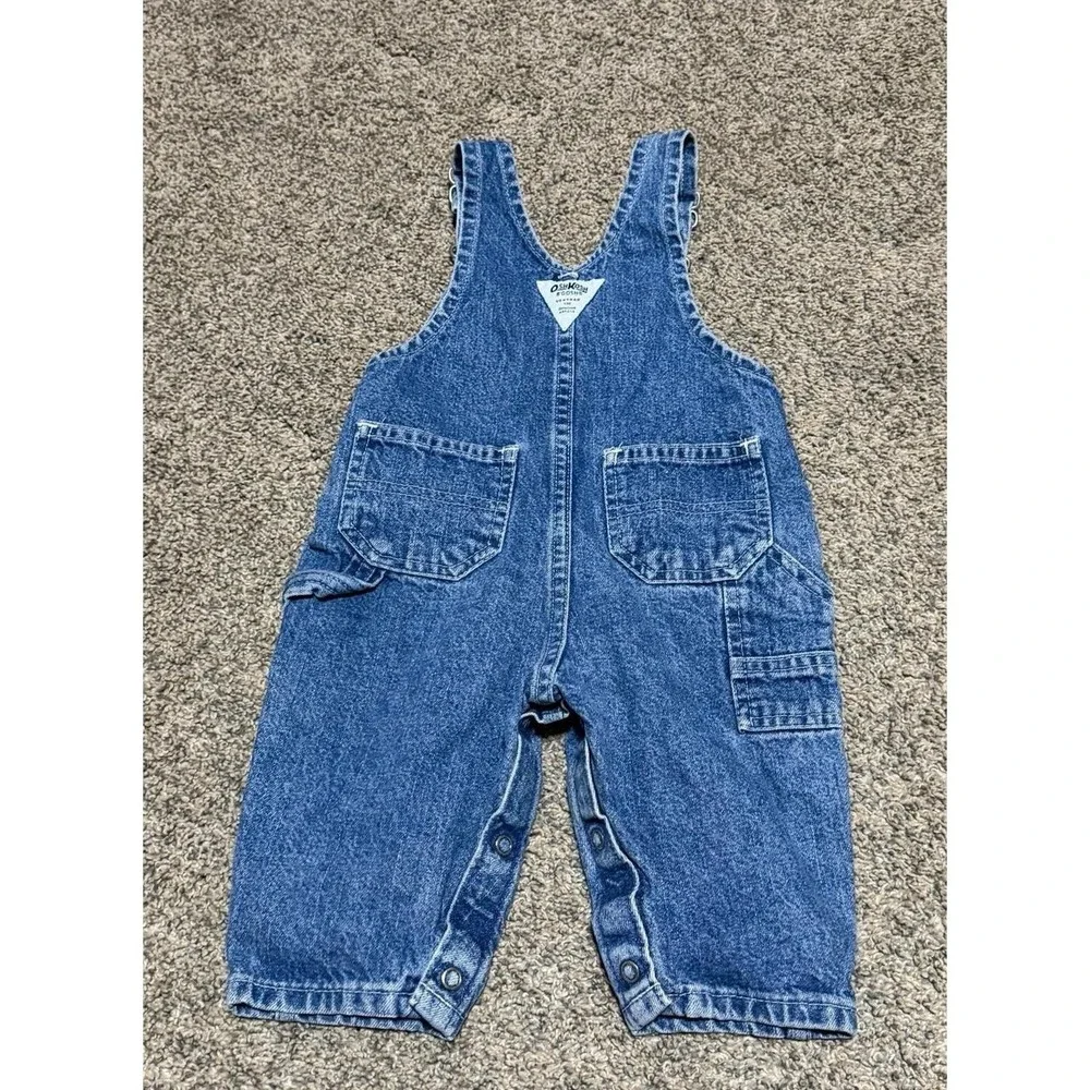 Vintage OshKosh B'Gosh Overalls 12 Months Blue Denim Bib Carpenter Baby